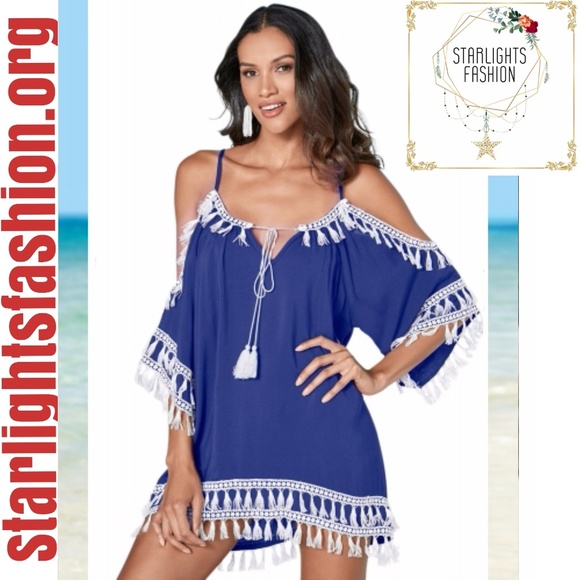 starlights fashion Other - Blue Boho Tassel Tunic Cover up